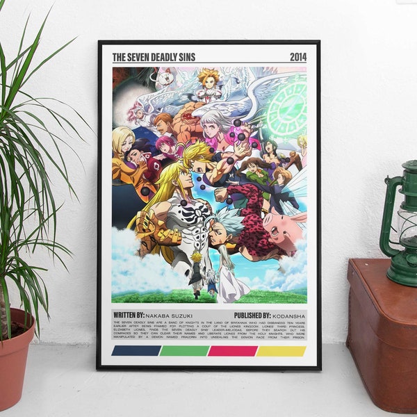 Seven Deadly Sins Minimalist Anime Wall Art Print Poster | Anime TV Series Poster | Japanese Manga Art Wall Decor | Anime Manga Lover Gifts