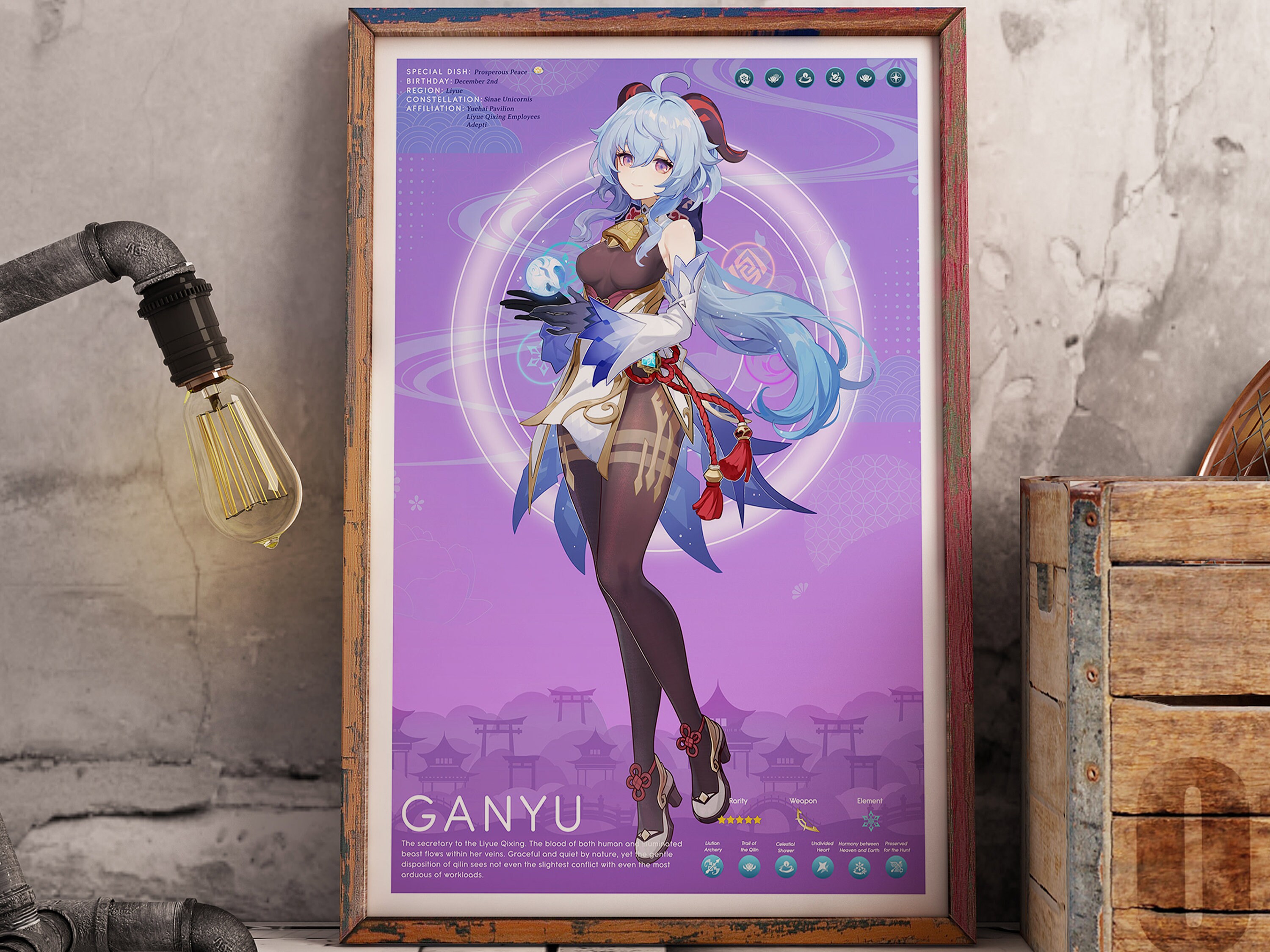 ganyu-genshin-impact-profile-poster-anime-poster-gaming-etsy