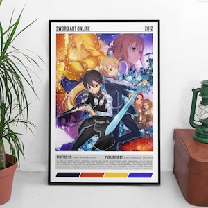 Sword Art Online The Recollection Spiel Minimalistisches Wandposter | Japanische Roman Kunst Home Decor | Japanische Anime Wandkunst | Vintage 90er Jahre Poster