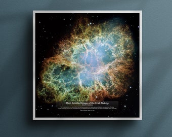 Most Detailed of the Crab Nebula | NASA Official Poster | Space Print | Galaxy | Universe | Astronomy