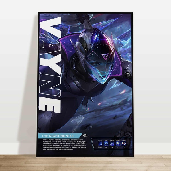 Vayne | Custom League of Legends Poster | Personalize With Your Username | Gaming Gift | Gaming Art