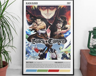 Black Clover Anime Minimalist Wall Print Posters | Season 2 | Retro Anime Comic Poster Wall Art | Anime Lovers Gifts | Comic Wall Art