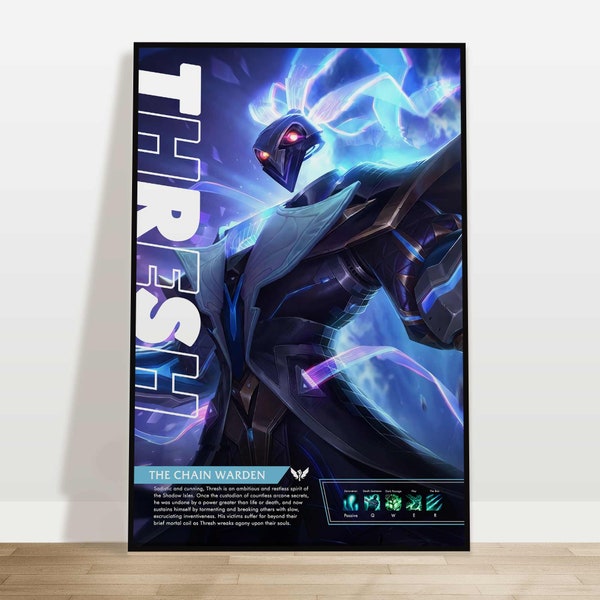 Thresh | Custom League of Legends Poster | Personalize With Your Username | Gaming Gift | Gaming Art