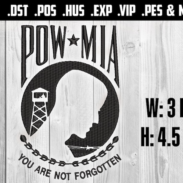 POW-MIA  (Prisoner Of War; Missing in Action) Embroidery File