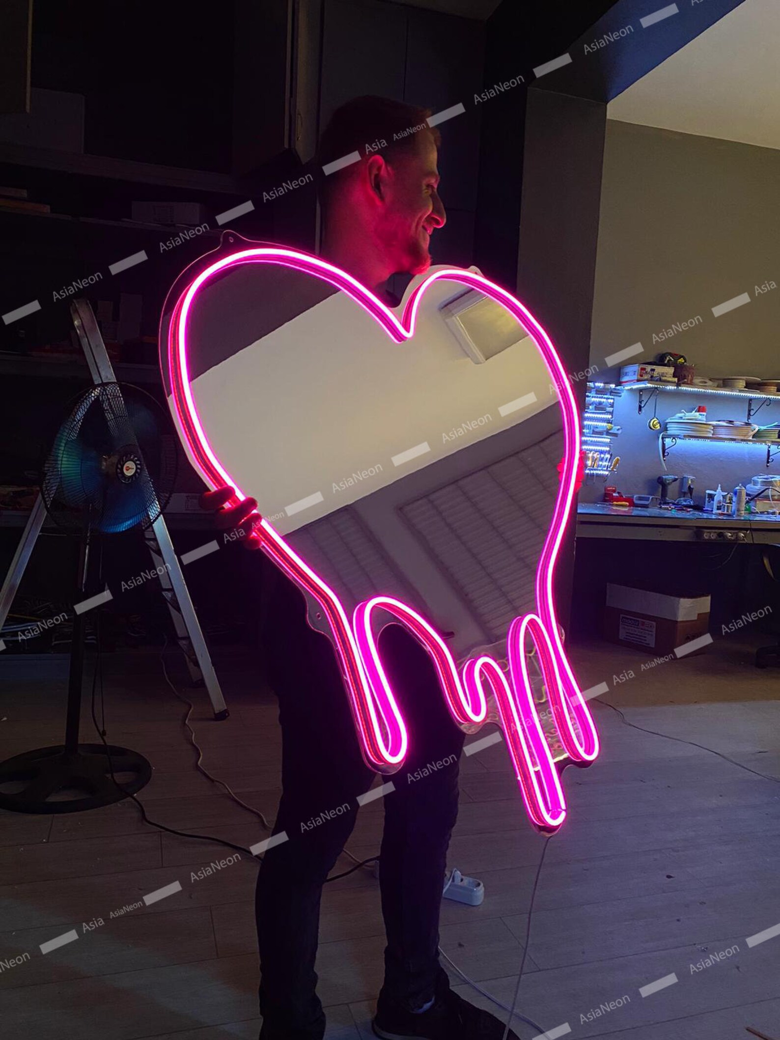 Melting Heart Neon Mirror Heart Shaped Neon Sign Led Neon Etsy
