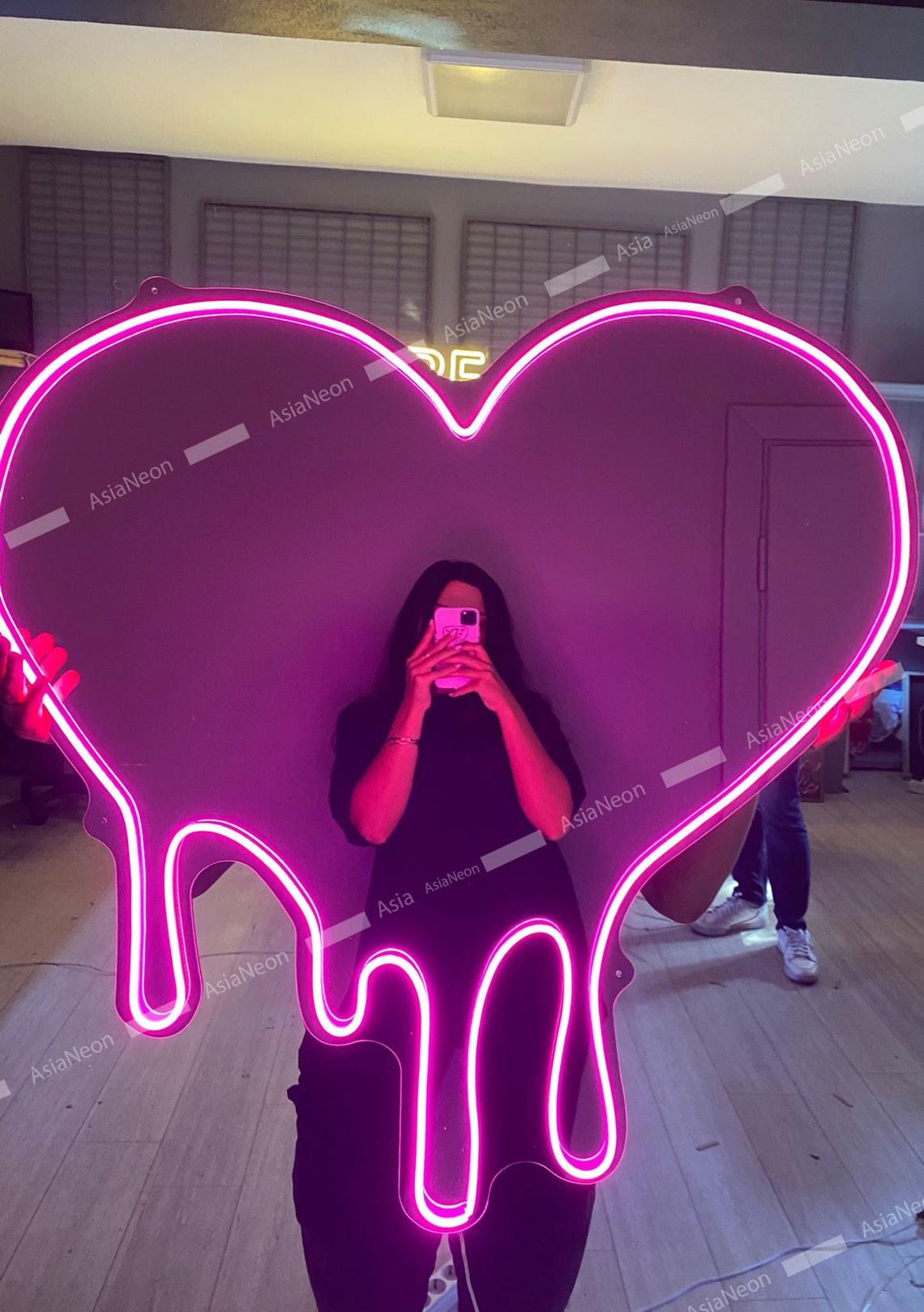 Melting Heart Neon Mirror Heart Shaped Neon Sign Led Neon Etsy