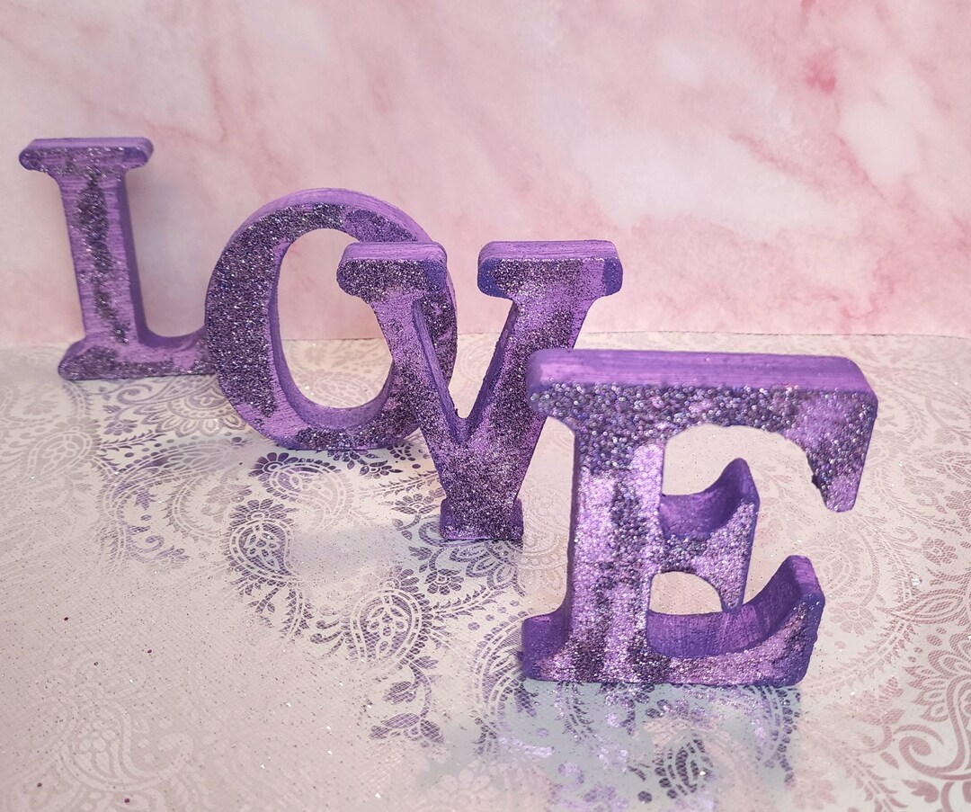 LOVE Block Letters For Bedroom Shelf Purple Decor Love Message For Her LOVE Block Letters For Bedroom Shelf Purple Decor Love Message For Her