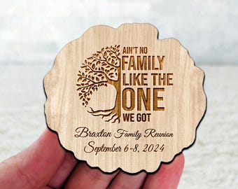 Personalized Family Reunion Wooden Magnet Favor, Custom Fridge Magnet Gift, Party Favor Keepsake for Family Gatherings, Class Reunion Memory