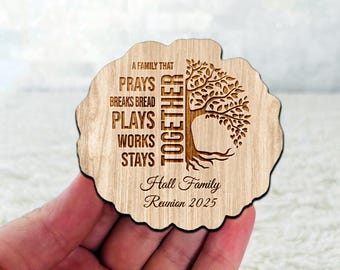 Personalized Family Reunion Wooden Magnet Favor, Custom Fridge Magnet Gift, Party Favor Keepsake for Family Gatherings, Class Reunion Memory