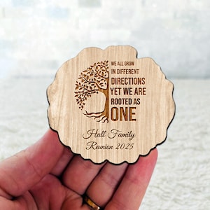 Personalized Family Reunion Wooden Magnet Favor, Custom Fridge Magnet Gift, Party Favor Keepsake for Family Gatherings, Reunion Memory