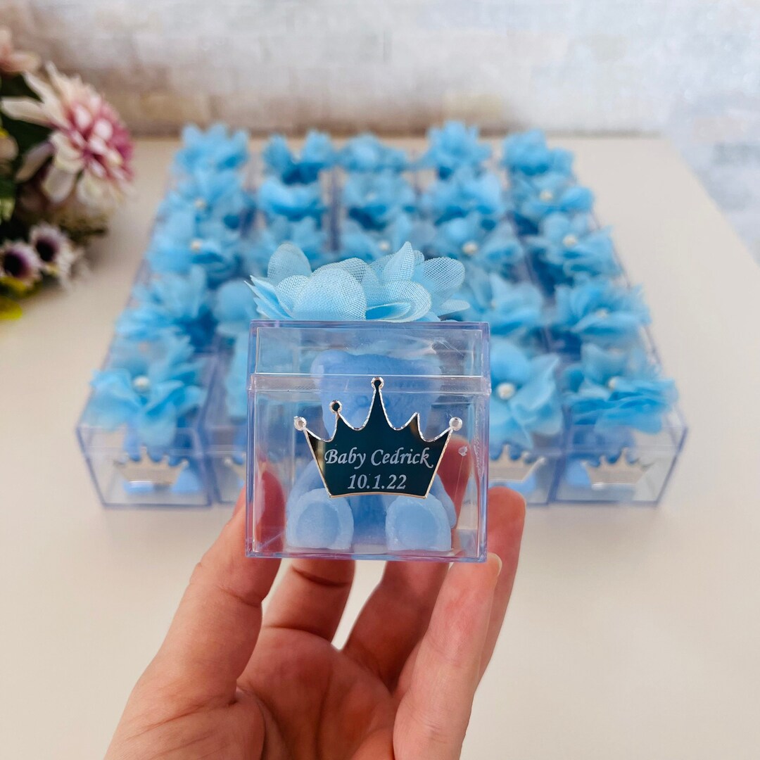 Personalized Teddy Bear Candle Favor, Baby Shower & Baptism Gift Box - Etsy