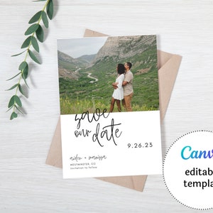 A+M Save the Dates Template | digital templates, Canva editable template, save the date, wedding invitation, digital template