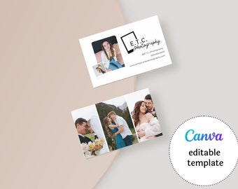 Business Card Template, edit in Canva - for photographers | photography business card templates, Canva template