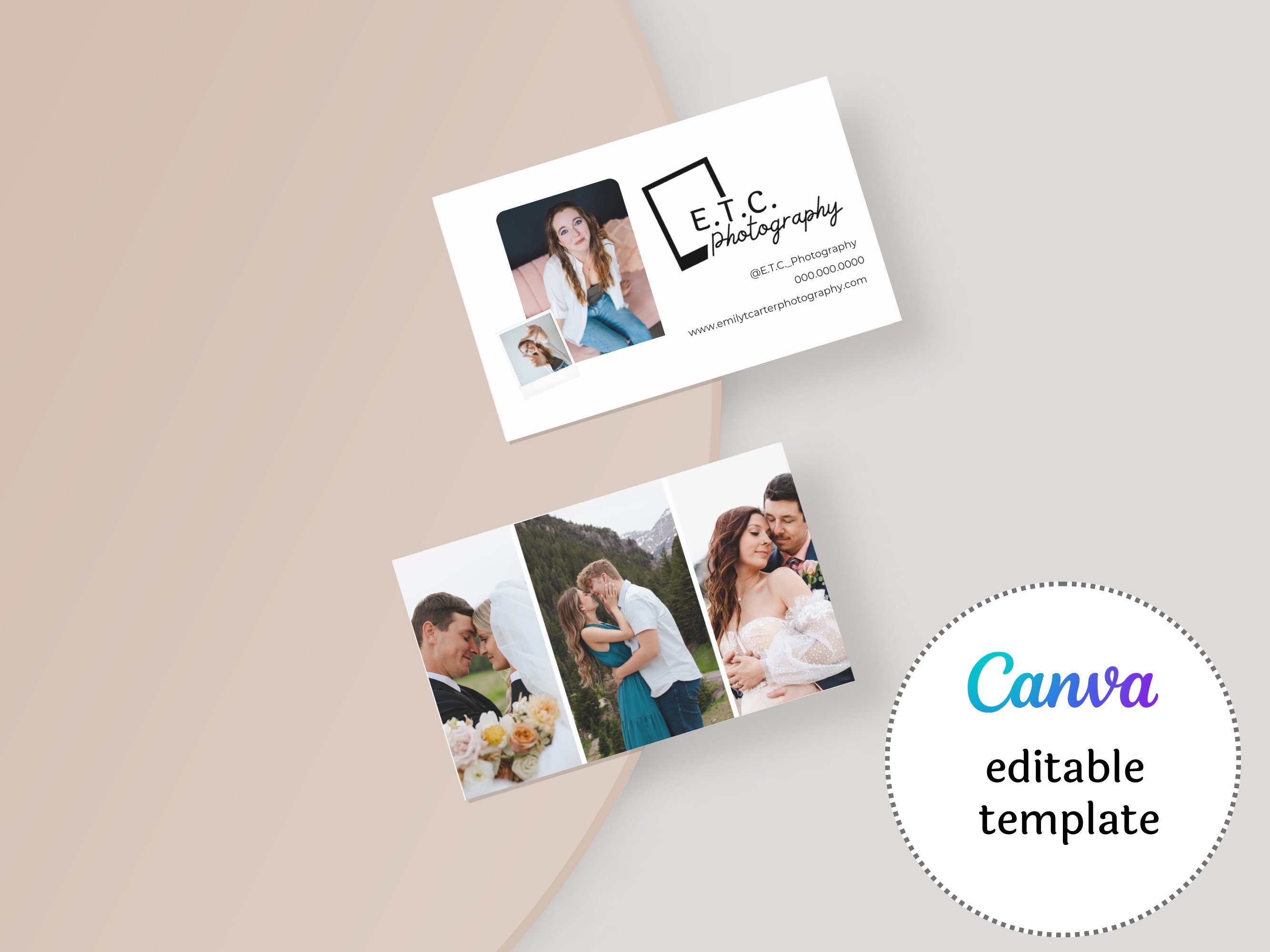 Plantilla de tarjeta de presentación, editar en Canva para fotógrafos
