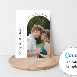 Arch Save the Dates | digital templates, Canva editable template, save the date, wedding invitation, digital template