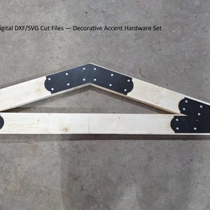4/12 Pitch Gable Truss Bracket Set DXF SVG - 3 Piece King Post Timber Frame Plates for CNC Plasma Laser - Decorative Steel Cut Files