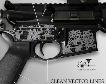 Deadpool Inspired Custom Engraving File  for AR-15- Fiber Laser & CO2 Ready - SVG - Merc with a Mouth Metal Art