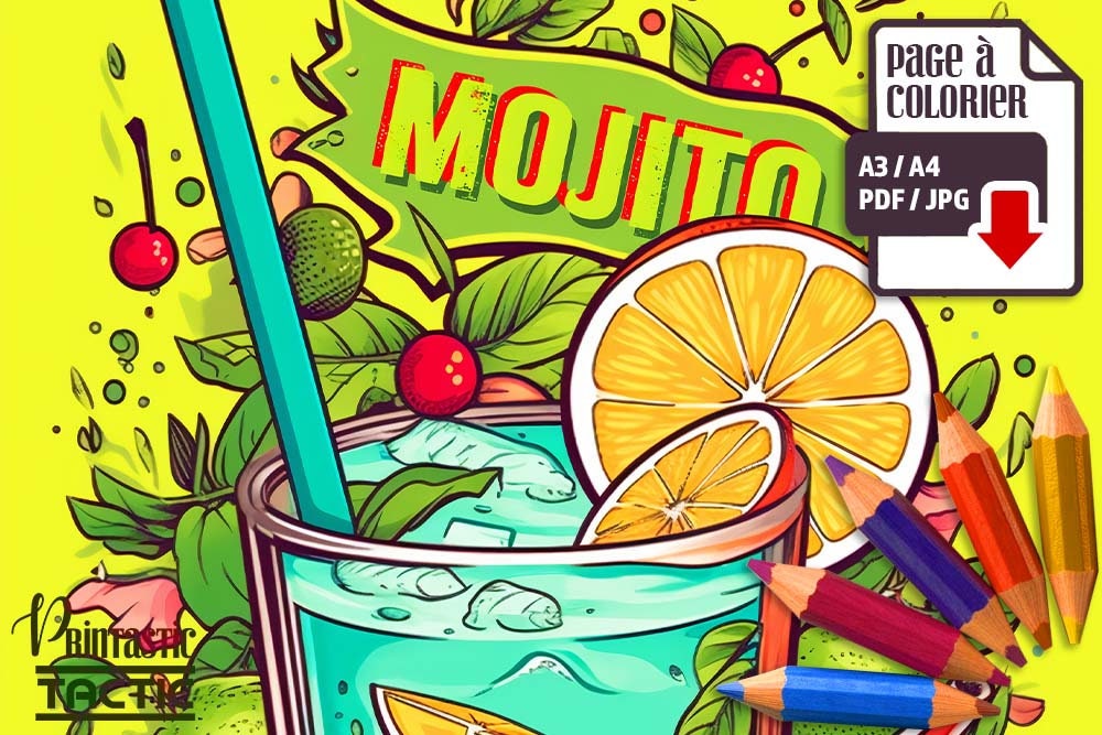 Mojito Premium Coloring Page Printable Coloring Page - Etsy