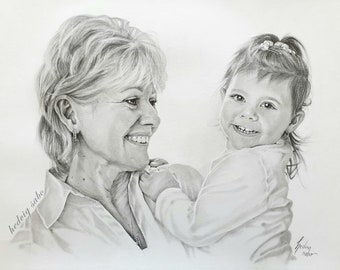 Realistisches Portrait, Familienportrait, Freihandzeichnung, persönliches Einzigartiges Geschenk