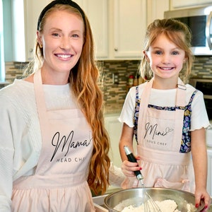 Mommy and me aprons, mom and kid cooking apron set, personalized