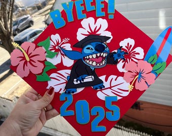 Stitch Graduation Cap Topper, Custom Cardstock, Class of 2026