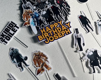 Adorno para tarta de Roblox/Suministros para fiestas de baño/Adorno para cupcakes de SK Toiler