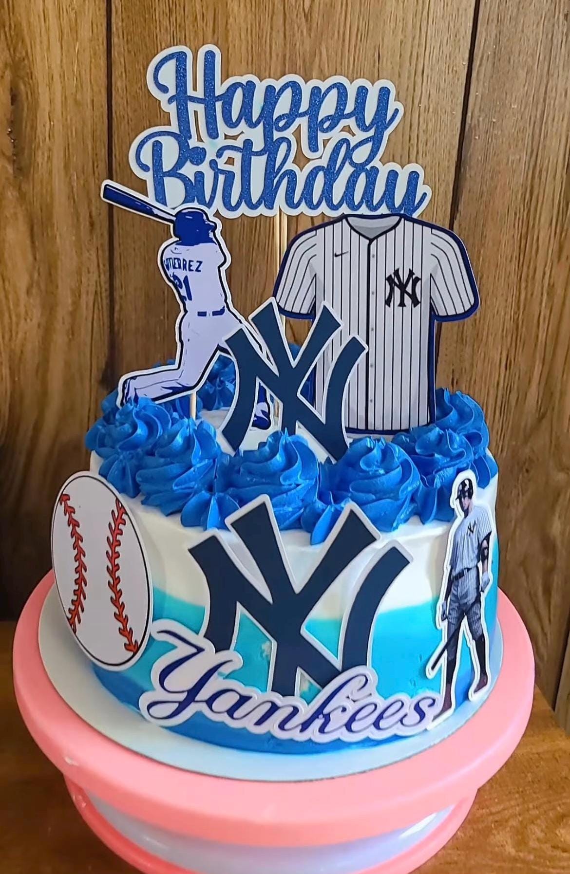 Adorno para tarta de los Yankees, artículos para fiesta de los Yankees, adorno de béisbol de los Yankees