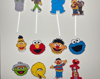 24 piezas de adornos para cupcakes de Plaza Sésamo, suministros para fiestas de Plaza Sésamo