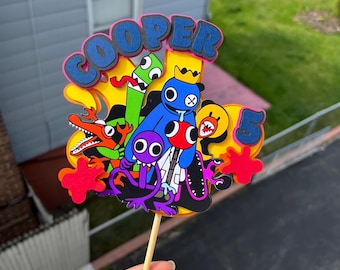 Rainbow Friends Personalized Cake Topper - Roblox Party Decor