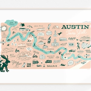 Austin Map 13 x 19 / Austin Print / Art Print / Austin Gifts / Texas Gifts