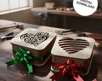 Decorative Gift Box Customizable Pattern Laser Cut Files, Lidded Jewelry Box, Vector Svg, Cdr, Ai, Pdf, Dxf For Wood Laser Cutting