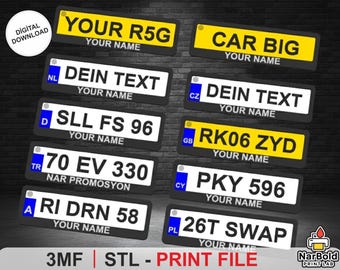3D Custom License Plate Keychain – Personalized Car Tag Keyring – Digital Download - Keychain Printing Time 30 Min - STL