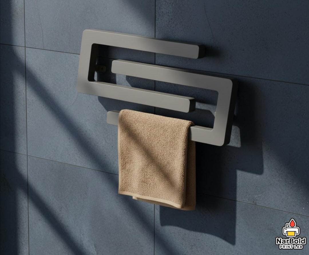 Minimalist Plastic Towel Rack STL – Modern Wall-mounted Towel Holder 3D ...