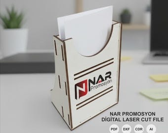Laser Cut Desk Memo Holder File | Vertical Notepad Stand | Cnc Glowforge xTool SVG DXF PDF Aı | Wooden Office Organizer Digital Download