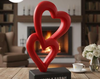 Personalized Double Name Heart STL | Front Back Custom Text 3D Print Gift | Couple Anniversary Decor | Digital Download