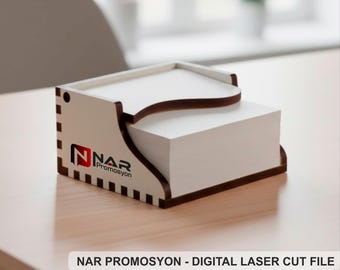 Digital Download: Customizable Wooden Memo Pad Holder with Logo - Digital File PDF,CDR,AI Design for Laser Cut - Personalized Desk Organizer