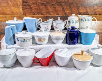 Take Your Pick of Vintage MCM Sugar Bowls, Salt Cellars, and Creamer Sets | Choose a Set or Individual Piece