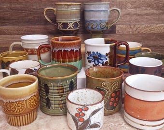 Vintage Otagiri Style Mugs: MCM Handmade Ceramics