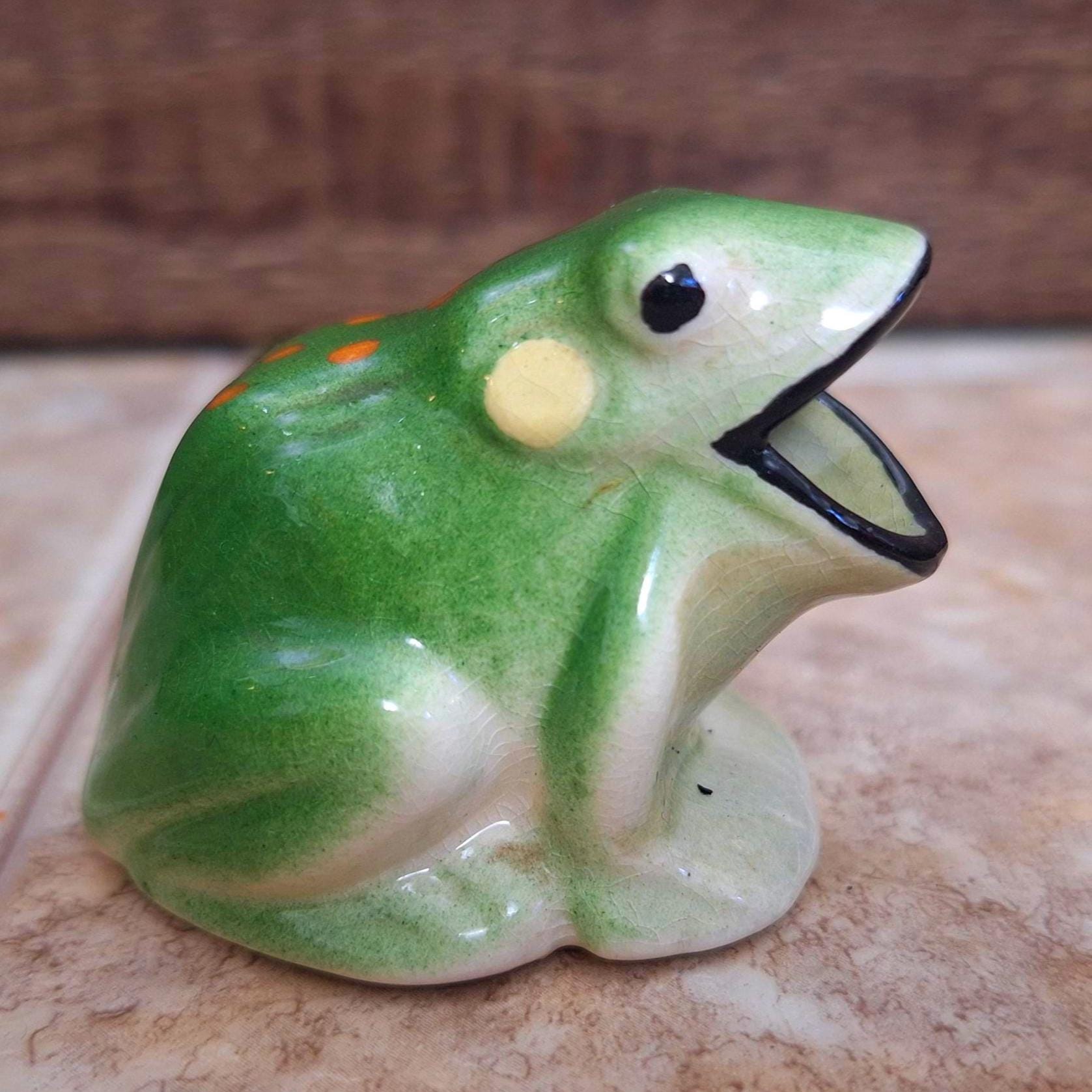Vintage Green Frog Toothpick Holder: Ceramic Big Mouth Frog - Etsy