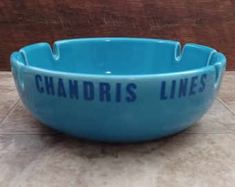 Vintage Turquoise Ashtray | Mid Century Modern Ashtray | 1960s Cruise Line Ashtray | Vintage Travel Souvenir | Chandris Lines Ashtray