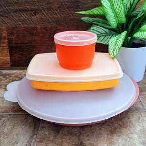 Vintage Tupperware Lunch Set | 1980s Divided Snack Containers with Lids | Take Your Lunch to Work 6-Piece Set | Style #813, 2604B, 1229