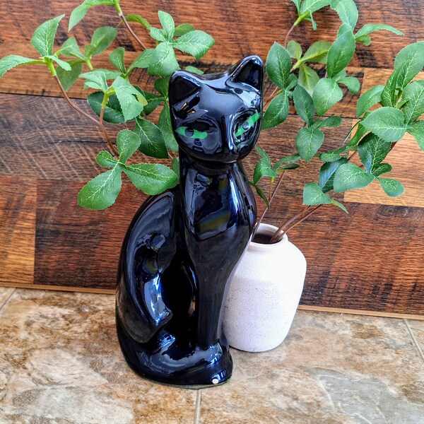 MCM Atomic Black Cat | Vintage Black Cat Figurine | 1960s Mid Century Modern Cat | Vintage Kitsch Cat Decor