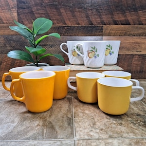 Pick Three! Vintage Yellow Mugs | MCM Corelle, Corning, and Mikasa Mugs | Pick Your Set of 3 Vintage Mugs