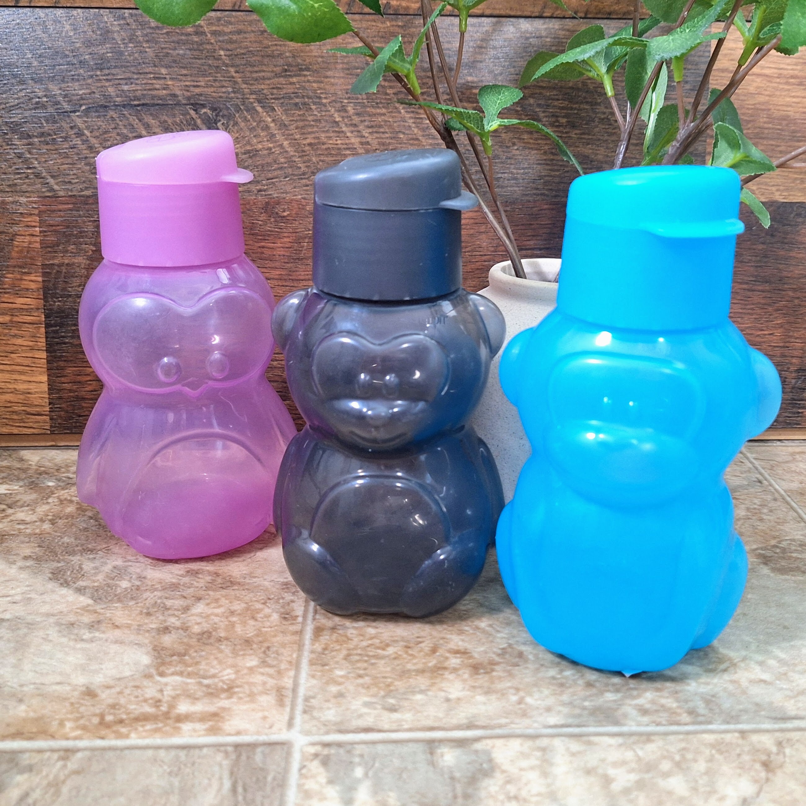 Set of 3 Vintage Tupperware Kids Water Bottles | Penguin
