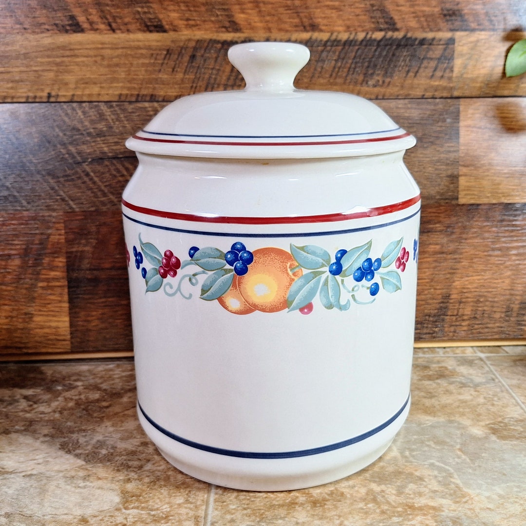 Vintage Corelle Abundance Canister 1990s Large Stoneware Canister With