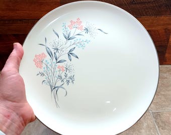 Vintage Taylor Smith Taylor Dinner Plates: 1950s Mid Century Pink Floral, Set of 7