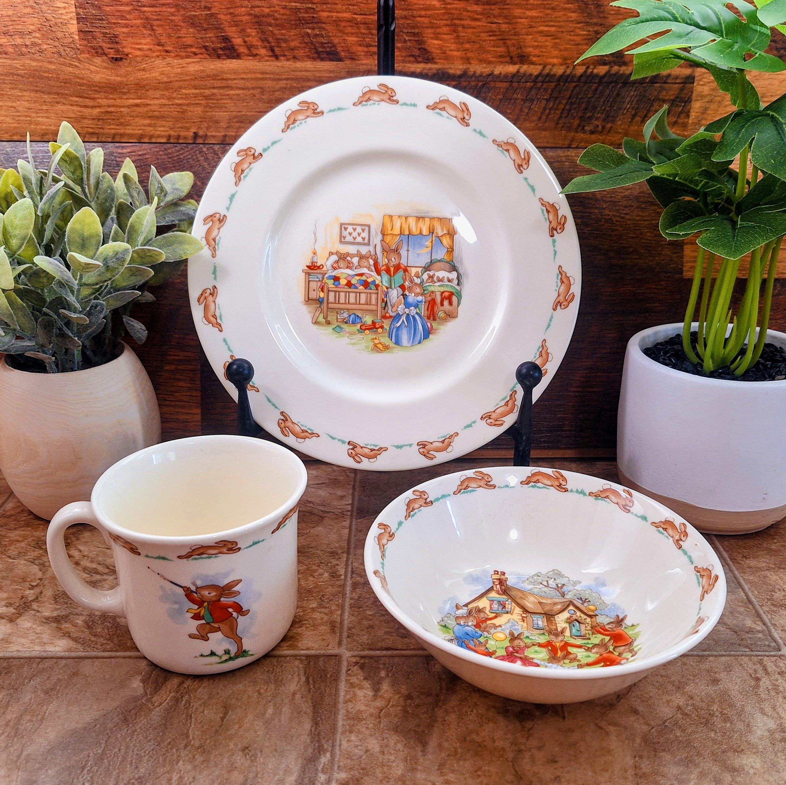 Vintage Bunnykins Royal Doulton Child's Dish Set: 1990s Ceramic