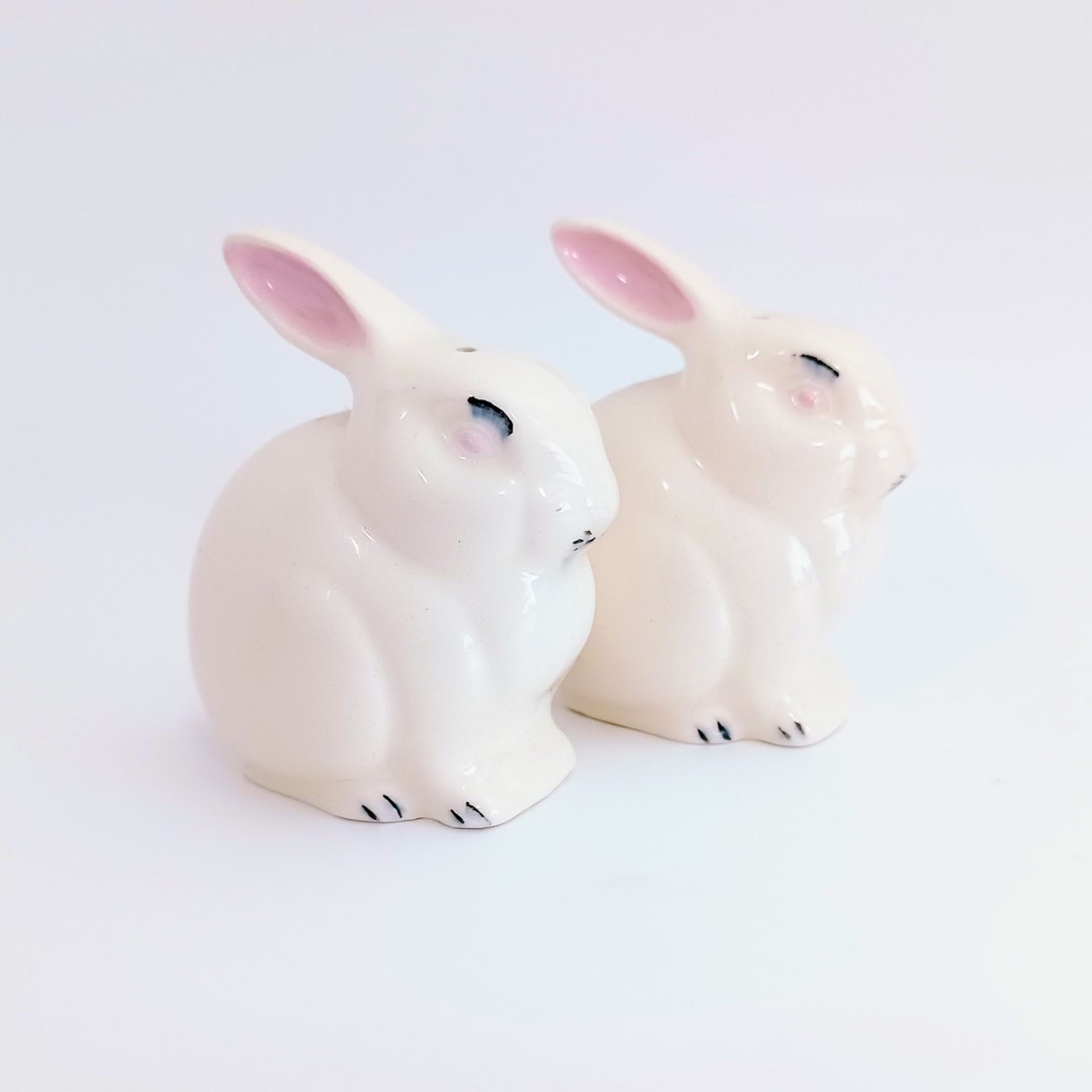Vintage Bunny Salt and Pepper Shakers Mid Century Rabbit Salt and