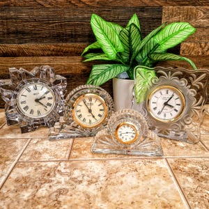 1980s Lead Crystal Mini Mantle Clock: Vintage Desk Decor