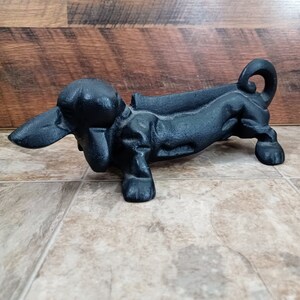 Cast Iron Dachshund Doorstop - Black, Decorative Heavy Duty Door Stopper, 5x8x3.5 Inches